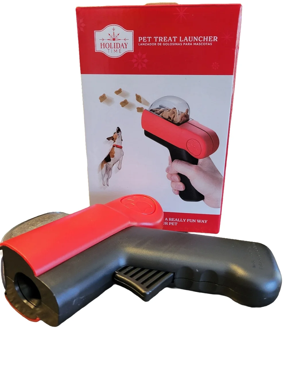NIB Holiday Time Interactive Pet Treat Launcher Red/Black - No Batteries Needed